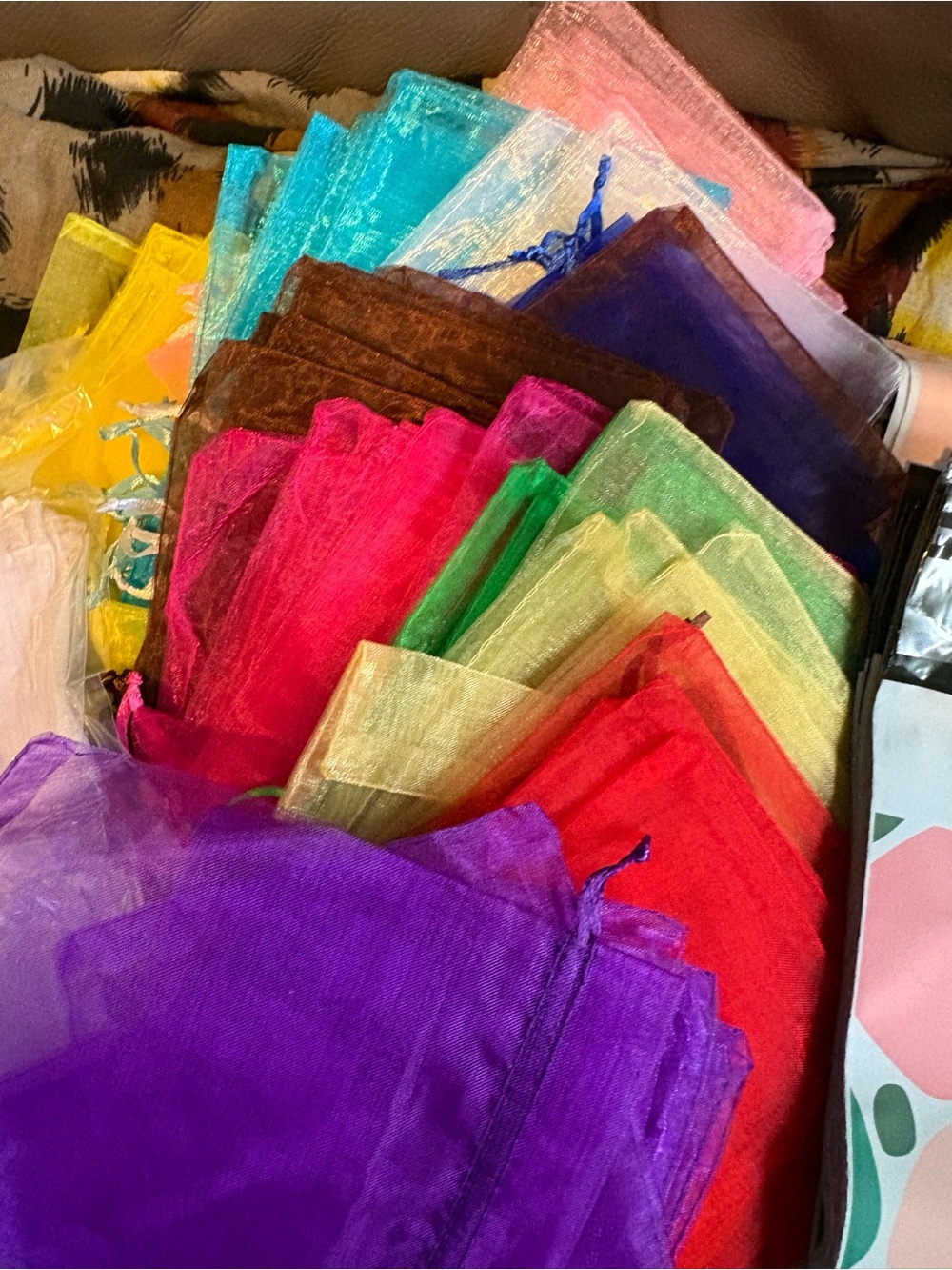 Premium Assorted Organza Gift Bags - Multicolor Party Favor Set
